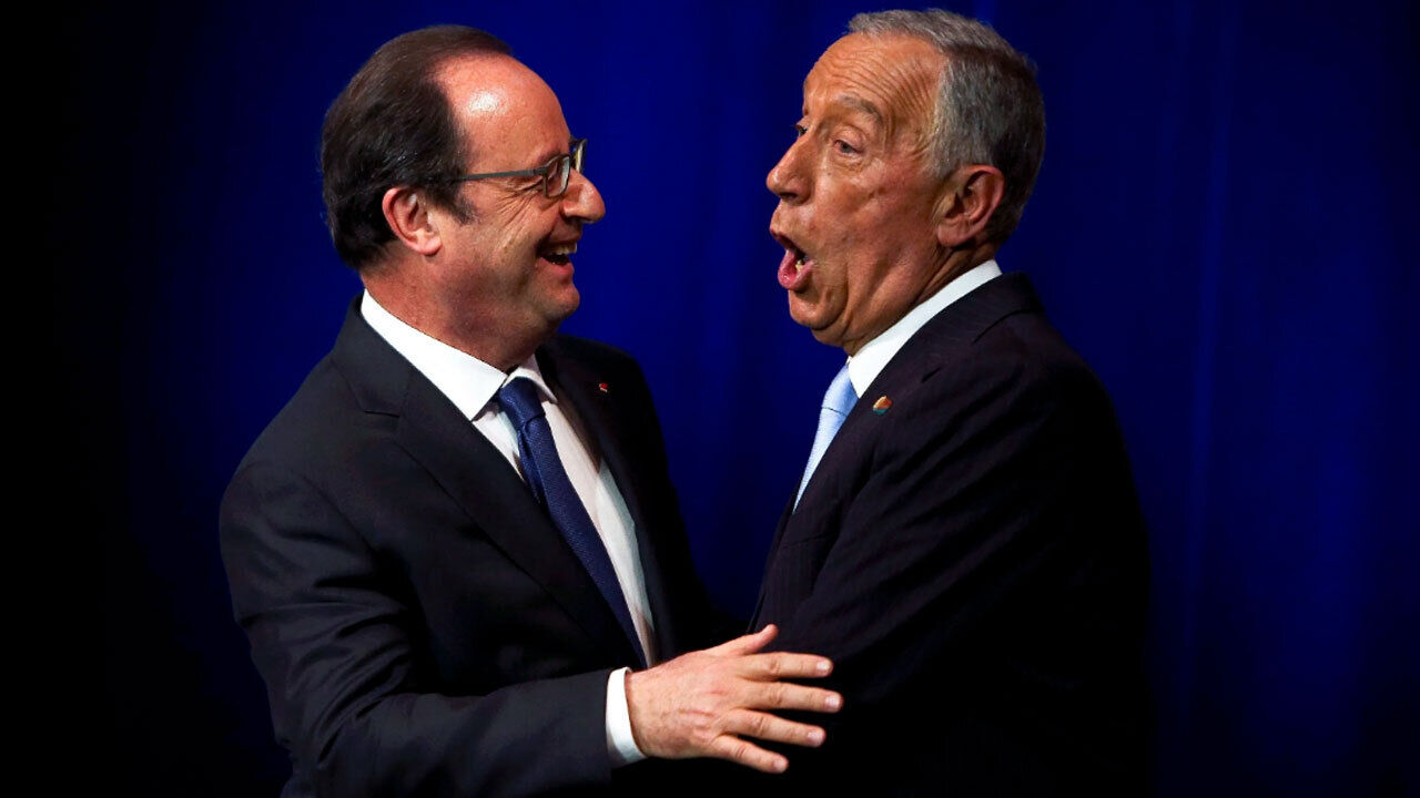 Marcelo Rebelo de Sousa e o presidente francês François Hollande, em França, em 2016
