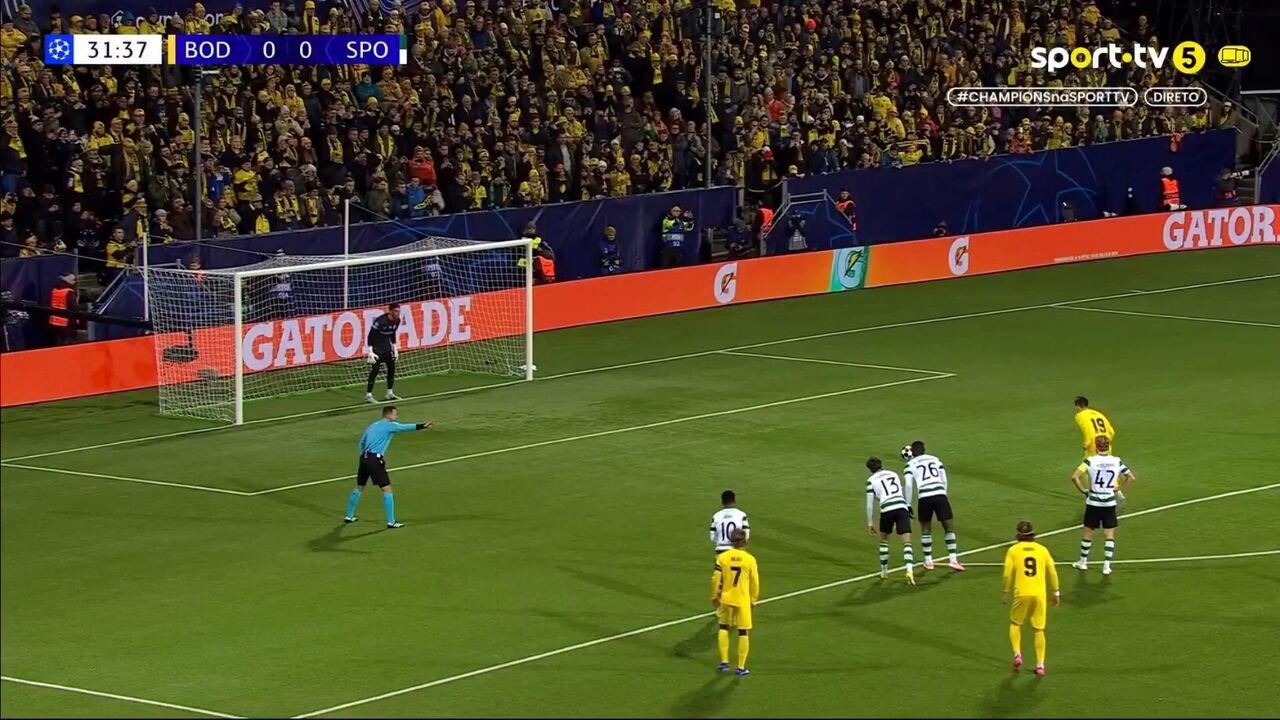 Sporting em desvantagem frente ao Bodo/Glimt, após penálti na Noruega