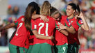 Jogadoras da Seleção Nacional a celebrar 