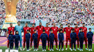 A seleção iraniana no jogo contra a Inglaterra no Mundial de 2022, no Qatar