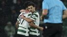 Jogadores do Sporting celebram golo frente ao Bodo/Glimt na Liga dos Campeões