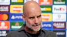 Guardiola na sala de imprensa