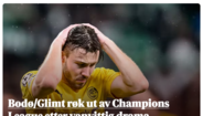 Bodo/Glimt na manchete do 'VG' da Noruega: 'Bodo/Glimt fora da Champions após drama louco'