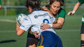 Jogo de râguebi feminino entre Sport CP e CRAV na final da Taça de Portugal, em Coimbra