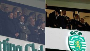 Frederico Varandas e Villas-Boas longe um do outro na tribuna durante o Sporting-FC Porto