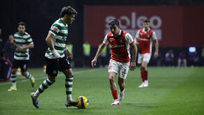 Os jogadores de Sp. Braga e Sporting em ação