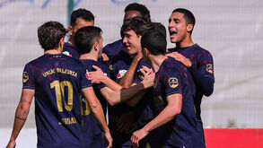 Jogadores da U. Leiria a celebrar 