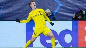 Futebolista celebra golo na partida entre o Bodo/Glimt e o Sporting