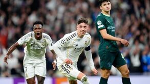 Valverde celebra no Bernabéu durante o Real Madrid-Man. City