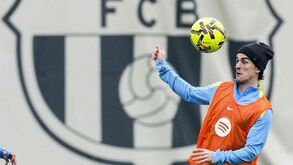 Gavi no treino do Barcelona deste sábado