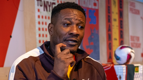 Asamoah Gyan, ex-internacional ganês, em entrevista a Record durante o evento da PUMA em Nova Iorque, EUA