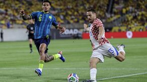 Richard Ríos em ação pela Colômbia frente à Croácia