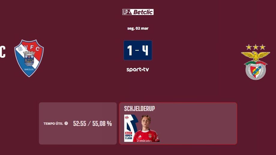 Site da Liga Portugal mostrou resultado errado