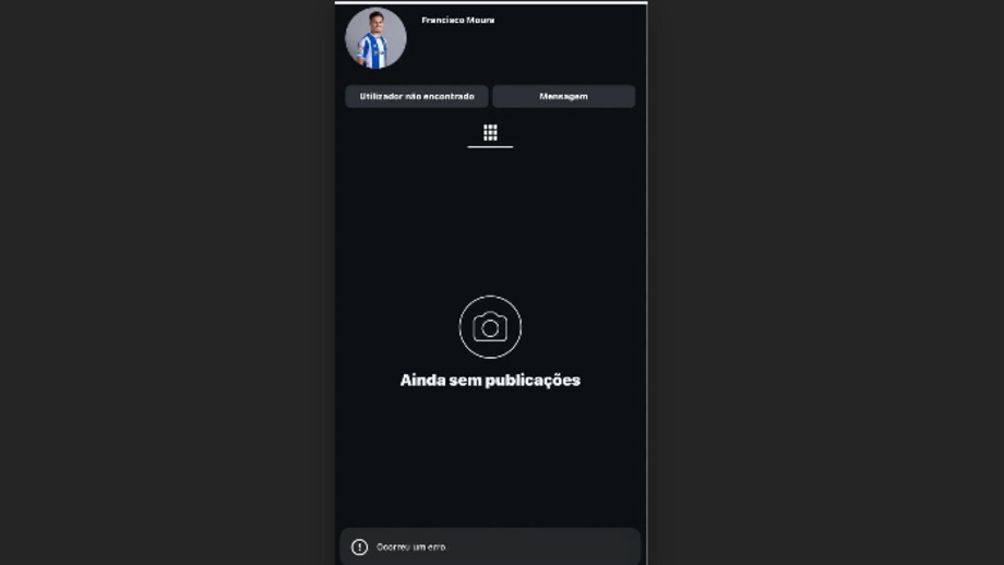 Francisco Moura desativou conta de Instagram após clássico na Luz