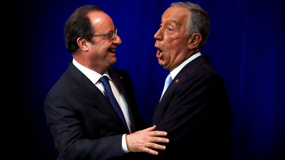 Marcelo Rebelo de Sousa e o presidente francês François Hollande, em França, em 2016
