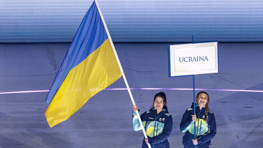 Bandeira da Ucrânia na cerimónia de abertura dos Paralímpicos de Inverno