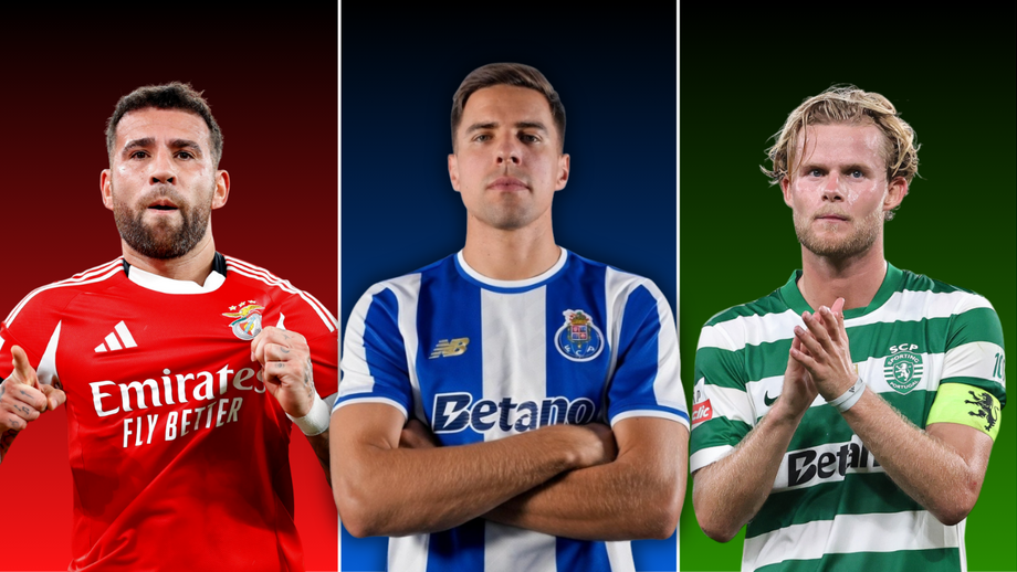 Otamendi (Benfica), Bednarek (FC Porto) e Hjulmand (Sporting)