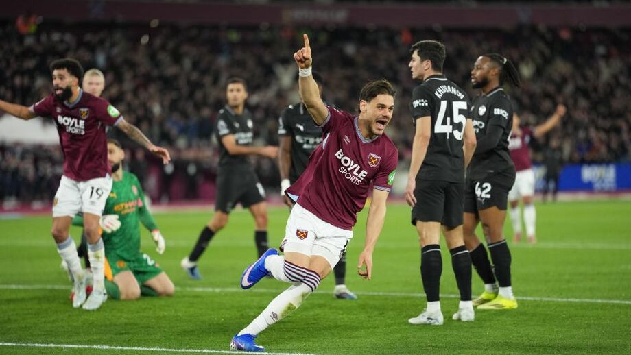 Golo do West Ham frente ao Manchester City