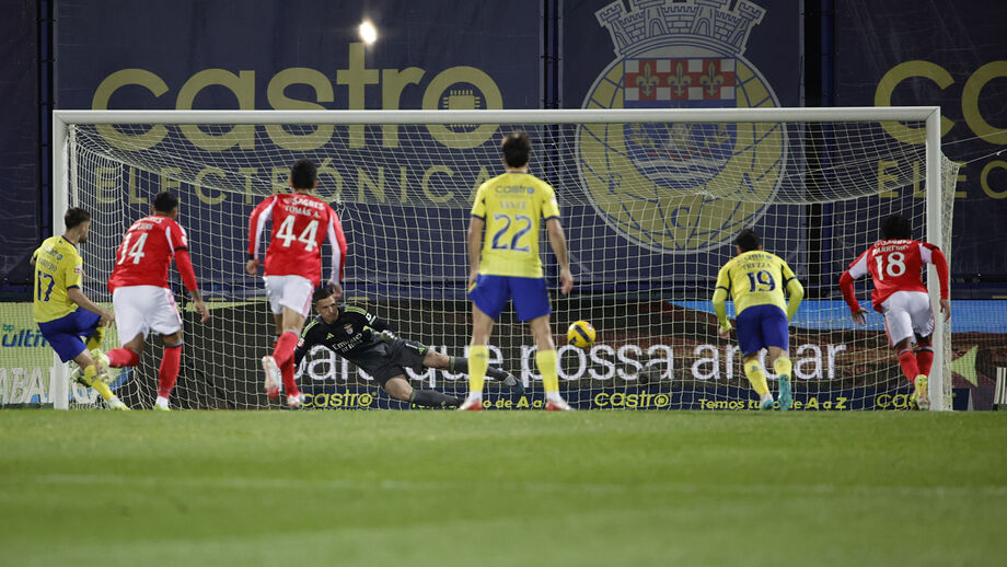 Os jogadores de Arouca e Benfica em ação