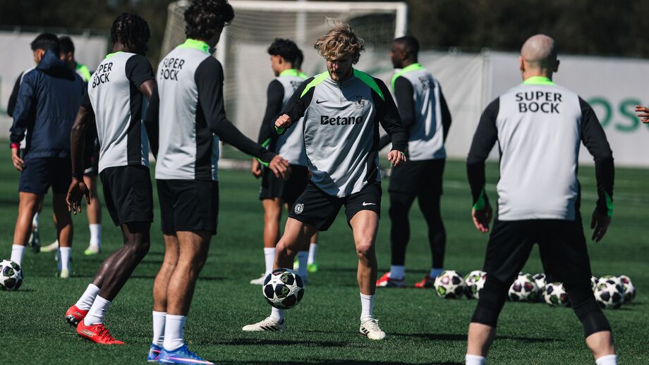 Jogadores do Sporting na prepatação para a receção ao Bodo/Glimt