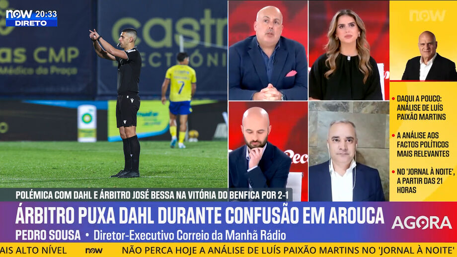 Análise ao momento protagonizado pelo árbitro José Bessa com o jogador do Benfica no jogo com o Arouca