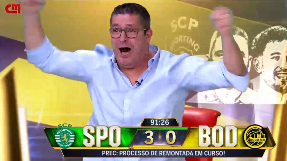 Fernando Mendes, comentador afeto ao Sporting, vibrou com os golos decisivos do emblema de Alvalade