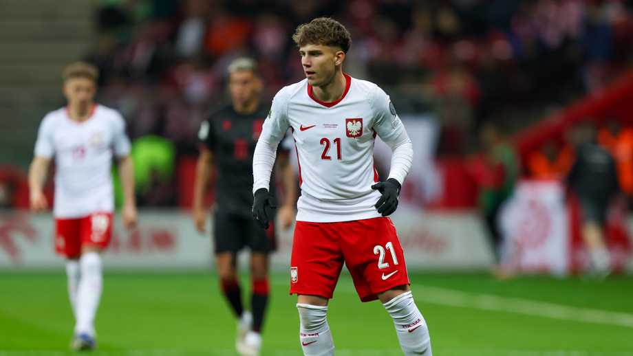 Oskar Pietuszewski durante o Polónia-Albânia