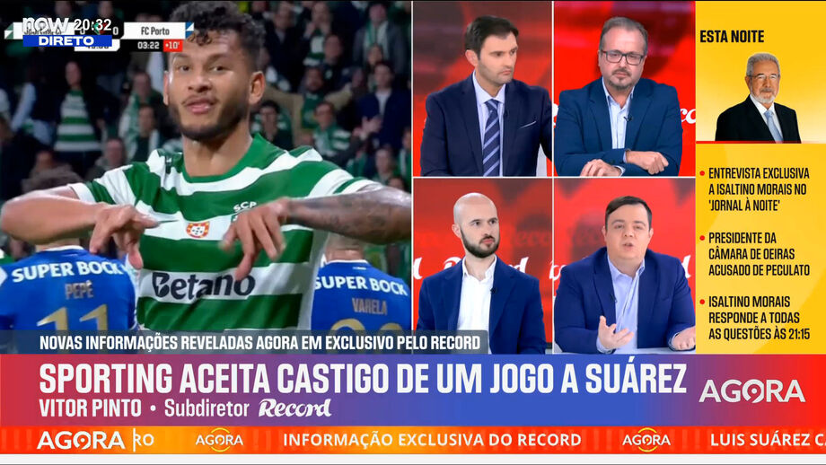 Bruno Fernandes, Vítor Pinto e Rafael Soares na emissão desta sexta-feira no Now