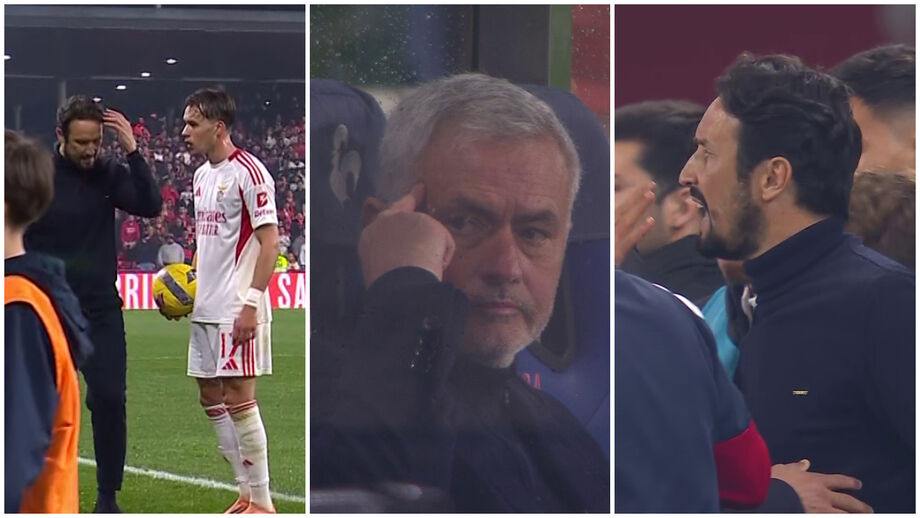 César Peixoto mandou Dedic apressar-se no lançamento lateral e Mourinho reagiu desta forma