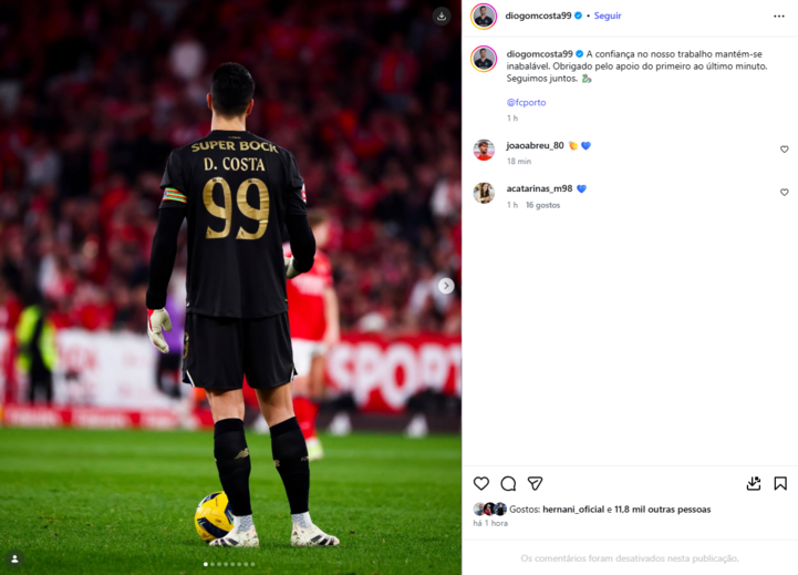 Os comentários desativados na publicação