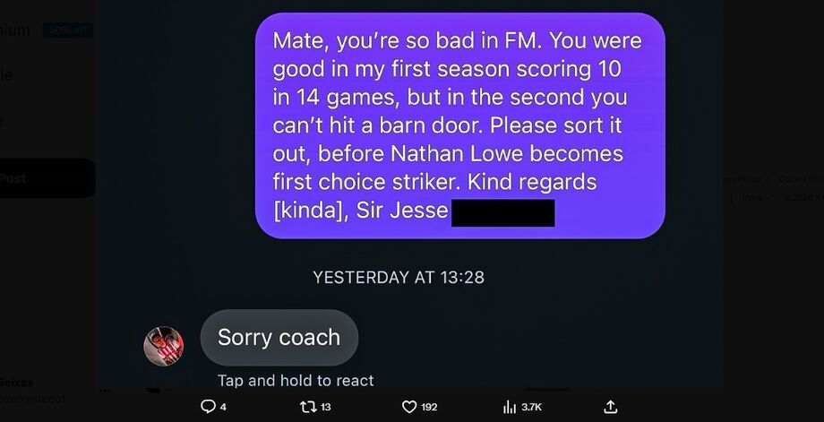 Avançado criticado no FM responde com fair play