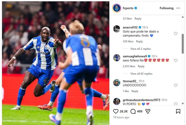 Reação de Samu em publicação do FC Porto
