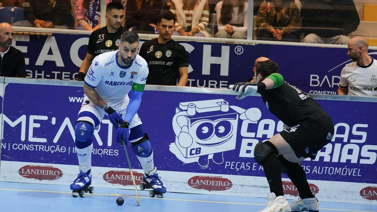 Jogo de hóquei em patins entre OC Barcelos e Sporting CP