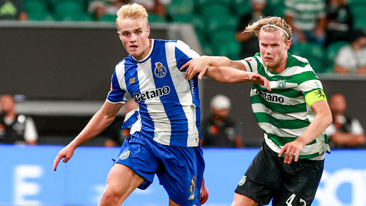 Froholdt (FC Porto) e Hjulmand (Sporting) em ação