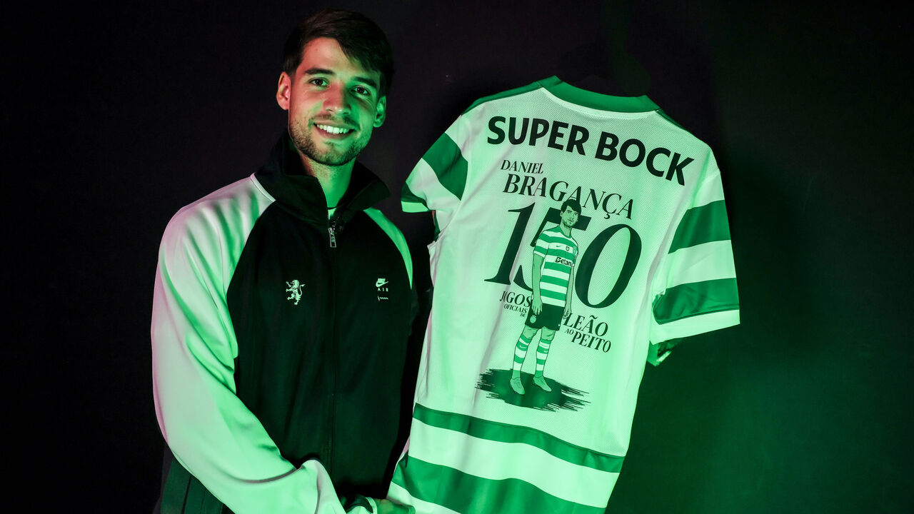 Daniel Bragança com a camisola de 150 jogos pelo Sporting