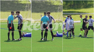 Imagens do momento em que jogador dos sub-17 do FC Foz é expulso após entrada duríssima no Porto International Cup