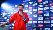 Diego Simeone na conferência de imprensa do Atlético de Madrid