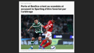 'L'Équipe': FC Porto e Benfica gritam escândalo e acusam o Sporting de ser favorecido pela arbitragem