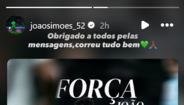 João Simões agradece mensagens após operação bem-sucedida