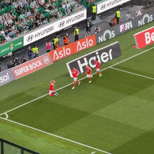 <![CDATA[ Schjelderup marcou, celebrou junto à zona dos adeptos do Benfica e acabou a dançar com Ríos ]]>