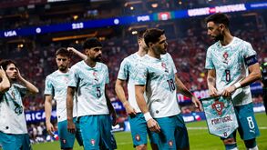 Jogadores portugueses antes do embate com os Estados Unidos