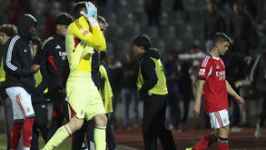 Trubin desalentado após o empate com o Casa Pia