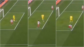 O momento do lance polémico no Barcelona-At. Madrid