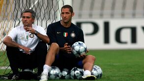 José Mourinho e Marco Materazzi num treino do Inter de Milão