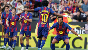 Lamine a festejar golo frente ao Espanyol