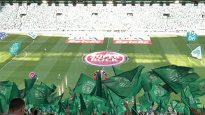 O momento da entrada das equipas antes do Sporting-Benfica