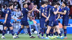 Os jogadores do PSG a celebrar 
