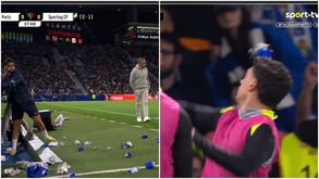 Garrafas, cartolinas... e Pote a dar toques: assim está o banco do Sporting após meia hora de jogo no Dragão