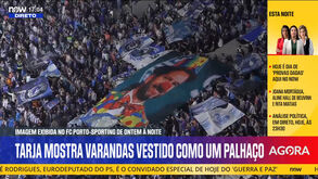 Estádio do Dragão com tarja de Varandas vestido de palhaço no clássico