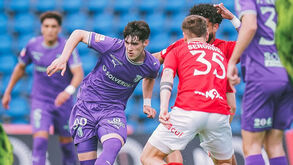 Os jogadores durante do Santa Clara-Sp. Braga 